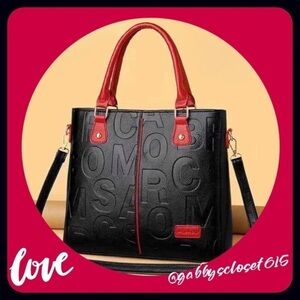 💋 New Luxury Genuine Leather Tote Bag, Women's Letter Embossed Handbag Purse
